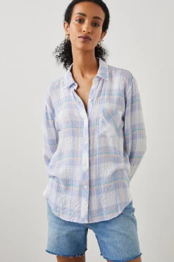 Blouses & Shirts*Rails - Brady Shirt White Perriwinkle Peach