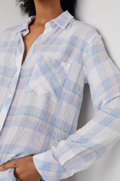 Blouses & Shirts*Rails - Brady Shirt White Perriwinkle Peach