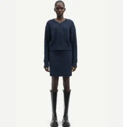 Wool & Cashmere*Samsoe Samsoe - Sadene V-Neck Sweater OUTER SPACE