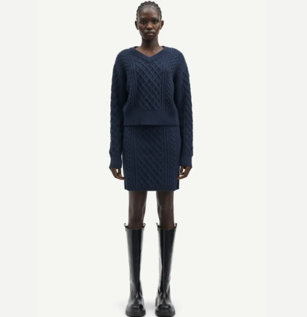 Wool & Cashmere*Samsoe Samsoe - Sadene V-Neck Sweater OUTER SPACE