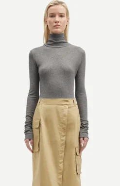 Long Sleeves*Samsoe Samsoe - Sasonnet LS T-Neck MID GREY MEL.