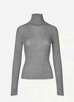 Long Sleeves*Samsoe Samsoe - Sasonnet LS T-Neck MID GREY MEL.