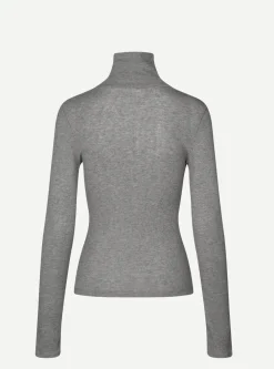 Long Sleeves*Samsoe Samsoe - Sasonnet LS T-Neck MID GREY MEL.