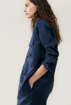 Blouses & Shirts*silk laundry - Boyfriend Shirt MIDNIGHT