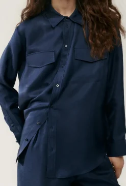 Blouses & Shirts*silk laundry - Boyfriend Shirt MIDNIGHT