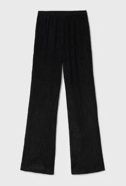 Trouser*silk laundry - Crinkle Flare Pants BLACK