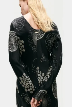 Occasions|Long*silk laundry - Full Sleeve Bias Dress FIBONNACI BLACK