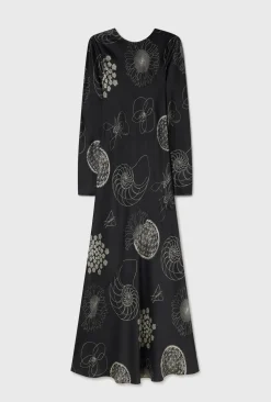 Occasions|Long*silk laundry - Full Sleeve Bias Dress FIBONNACI BLACK