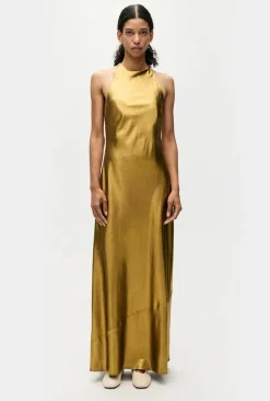Occasions|Long*silk laundry - High Low Dress GOLD