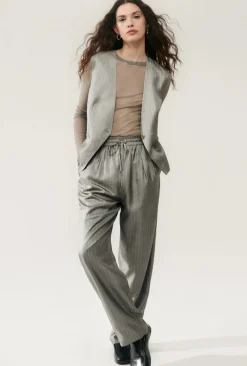 Blazers & Vestes*silk laundry - Twill Slouch Vest MOON PINSTRIPE