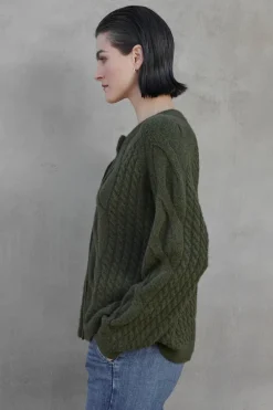 Cardigans*Velvet - Beachwood DS Cozy Cable Sweater FOREST