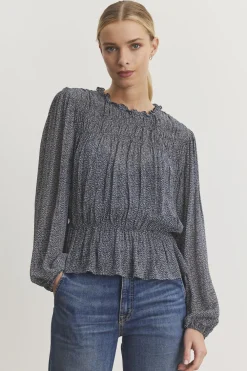 Blouses & Shirts*Velvet - Blen DS Terrace Print Top NAVY
