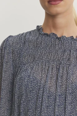 Blouses & Shirts*Velvet - Blen DS Terrace Print Top NAVY