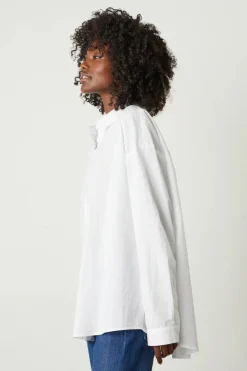 Blouses & Shirts*Velvet - Dakota Cotton Shirting Button Up WHITE