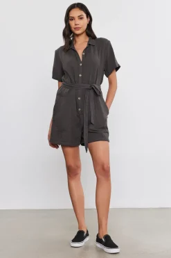 Jumpsuits*Velvet - Dane Cotton Gauze Jumper SMOKE