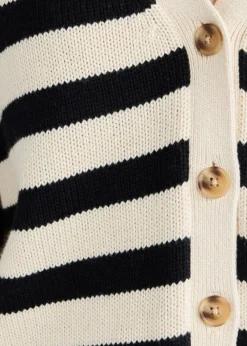 Cardigans*Velvet - Elodie DS Cotton Cashmere Cardigan CREAM/BLACK