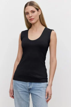 Without Sleeves*Velvet - Estina DS Gauzy Whisper Classics Tank BLACK