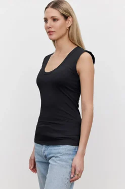Without Sleeves*Velvet - Estina DS Gauzy Whisper Classics Tank BLACK