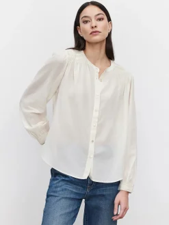 Blouses & Shirts*Velvet - Holly DS Embroided Lace L/S Top CREAM