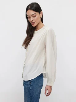Blouses & Shirts*Velvet - Holly DS Embroided Lace L/S Top CREAM