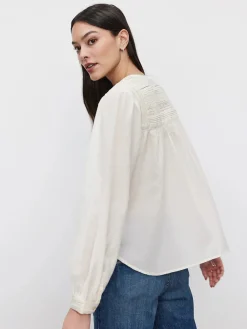 Blouses & Shirts*Velvet - Holly DS Embroided Lace L/S Top CREAM