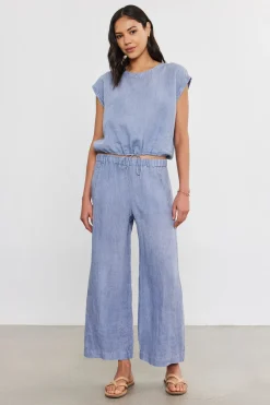 Trouser*Velvet - Lola Woven Linen Pant BLUE HAZE