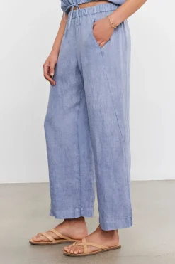 Trouser*Velvet - Lola Woven Linen Pant BLUE HAZE