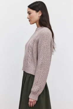 Wool & Cashmere*Velvet - Marley DS Baby Alpaca Light Pullover Sweater FREESIA