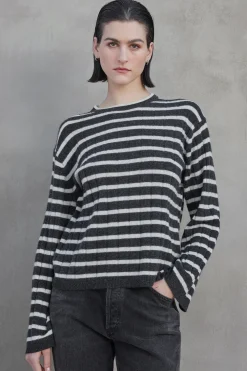 Wool & Cashmere*Velvet - Napa DS Cashmere Sweater CHARCOAL/CEMENT