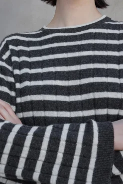 Wool & Cashmere*Velvet - Napa DS Cashmere Sweater CHARCOAL/CEMENT