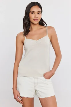 Without Sleeves*Velvet - Peg Cotton Slub Tank SAND