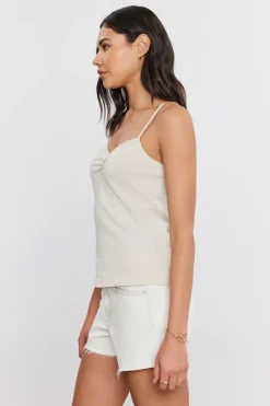 Without Sleeves*Velvet - Peg Cotton Slub Tank SAND