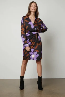 Short*Velvet - Printed satin L/S dress FIJI