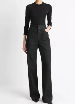 Long Sleeves*Vince - 3/4 Sleeve High Crew Top BLACK