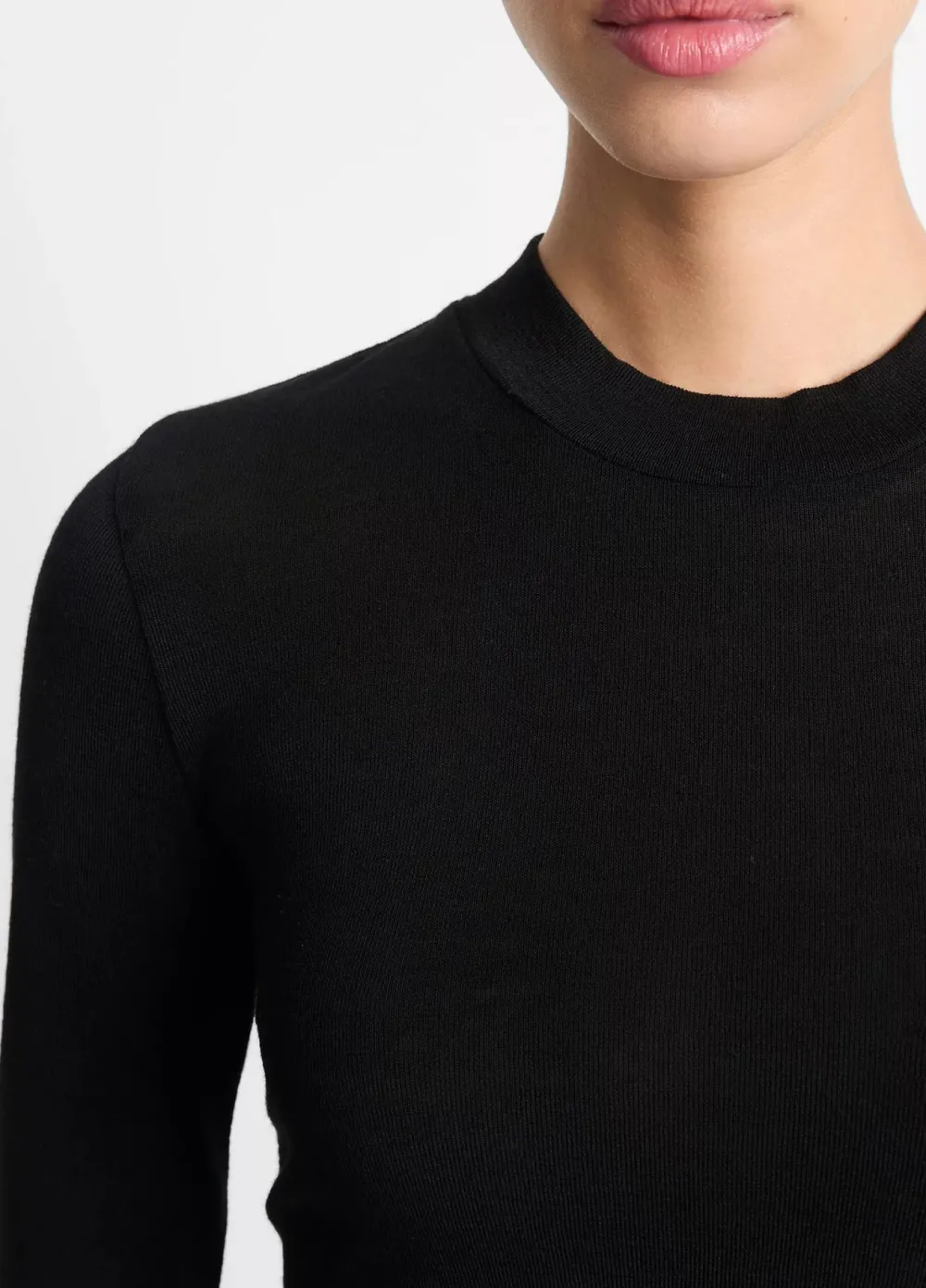 Long Sleeves*Vince - 3/4 Sleeve High Crew Top BLACK