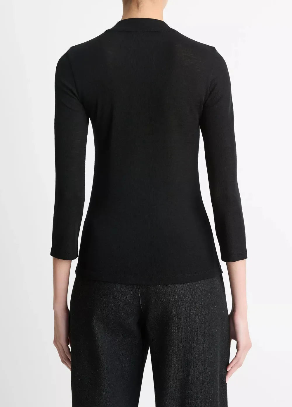 Long Sleeves*Vince - 3/4 Sleeve High Crew Top BLACK