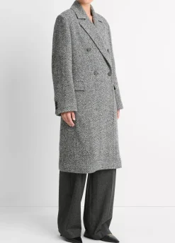 Yarns*Vince - Herringbone Double Breasted Coat CHARCOAL