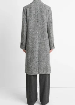 Yarns*Vince - Herringbone Double Breasted Coat CHARCOAL
