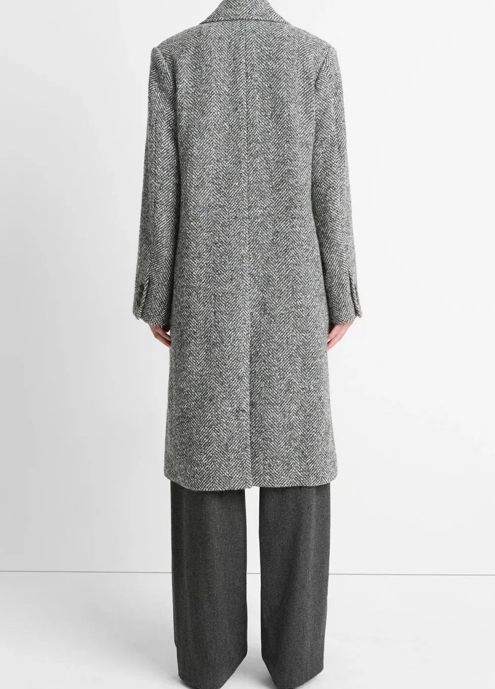 Yarns*Vince - Herringbone Double Breasted Coat CHARCOAL