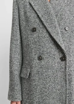 Yarns*Vince - Herringbone Double Breasted Coat CHARCOAL