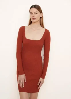 Long Sleeves|Short*Vince - Long Sleeve Square Neck Mini Dress BLACK