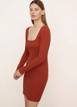 Long Sleeves|Short*Vince - Long Sleeve Square Neck Mini Dress BLACK