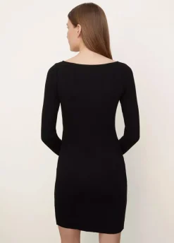 Long Sleeves|Short*Vince - Long Sleeve Square Neck Mini Dress BLACK