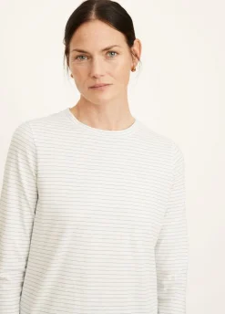Long Sleeves*Vince - Neppy Striped Crew Neck Tee AQUA STONE OFF WHITE