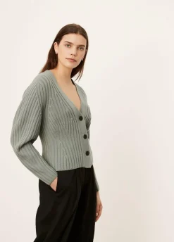 Wool & Cashmere|Cardigans*Vince - Poet Cardigan Tricot MINERAL SEA seagreen