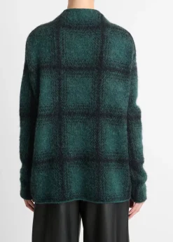 Wool & Cashmere*Vince - Shadow Plaid Funnel Neck Sweater JUNIPER COMBO