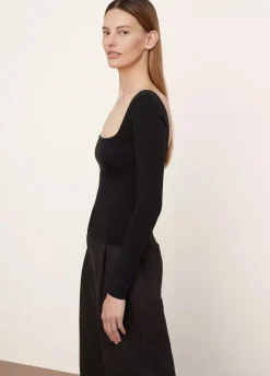 Long Sleeves*Vince -Pima Cotton Long Sleeve Square Neck BLACK