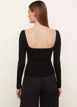 Long Sleeves*Vince -Pima Cotton Long Sleeve Square Neck BLACK