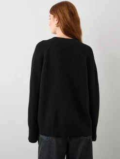 Wool & Cashmere|Cardigans*White and Warren White + Warren - Cashmere Blend Ribbed Boyfriend Cardigan