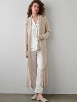 Wool & Cashmere|Cardigans*White and Warren White + Warren - Cashmere long robe SAND WISP HEATHER